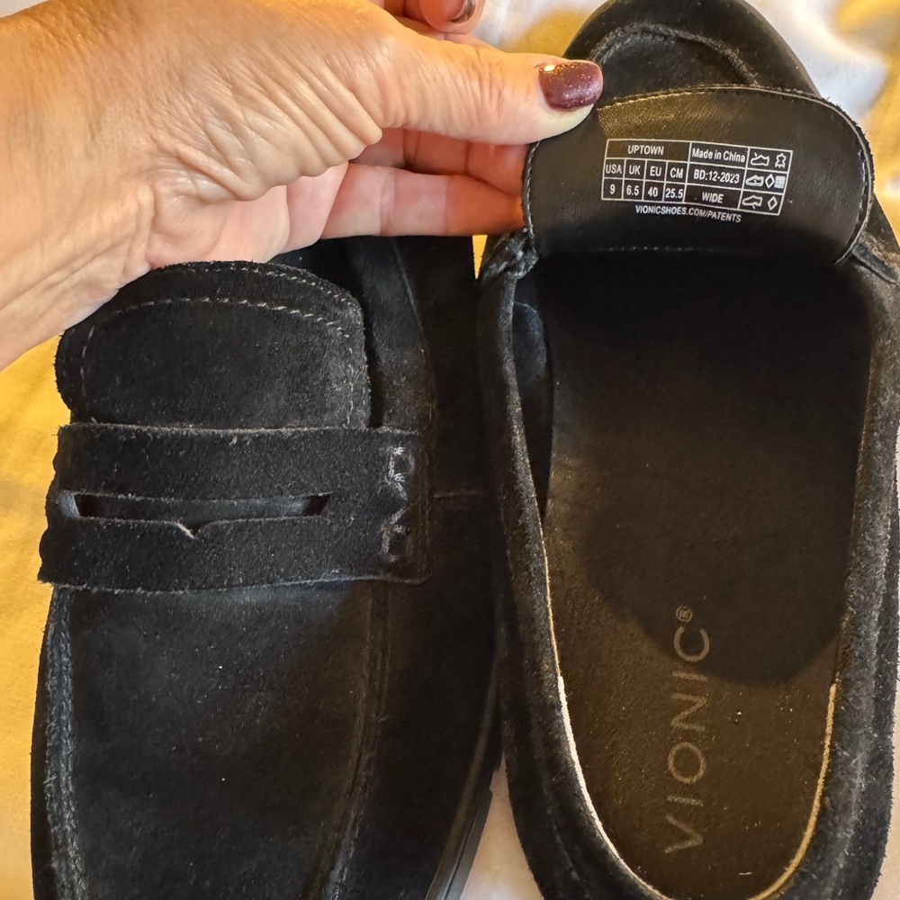Vionic Classic Black Suede Loafers - Picture 3 of 3